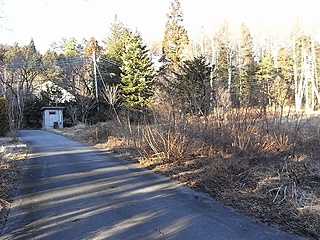敷地（写真右側）と西側私道の様子