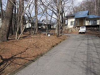 敷地（写真左側）と東側私道